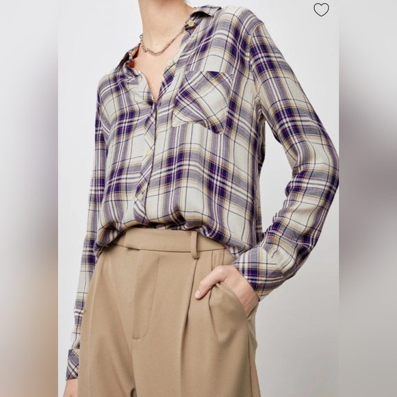 Rails Hunter Plaid Button-Down Shirt Stone Navy Fushia Size S - Picture 1 of 15
